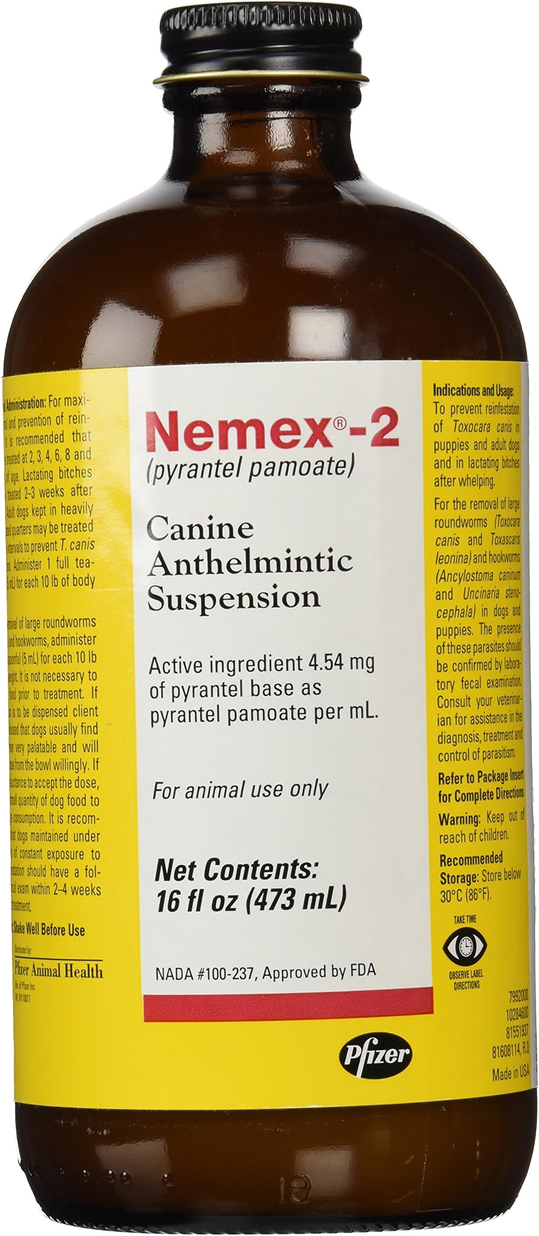 Pfizer Nemex-2 Canine Anthelmintic Dog De-Wormer, 16-Ounce
