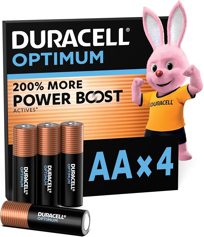 Duracell Optimum AA Batteries 4 Pack 1.5V Power Boost Actives
