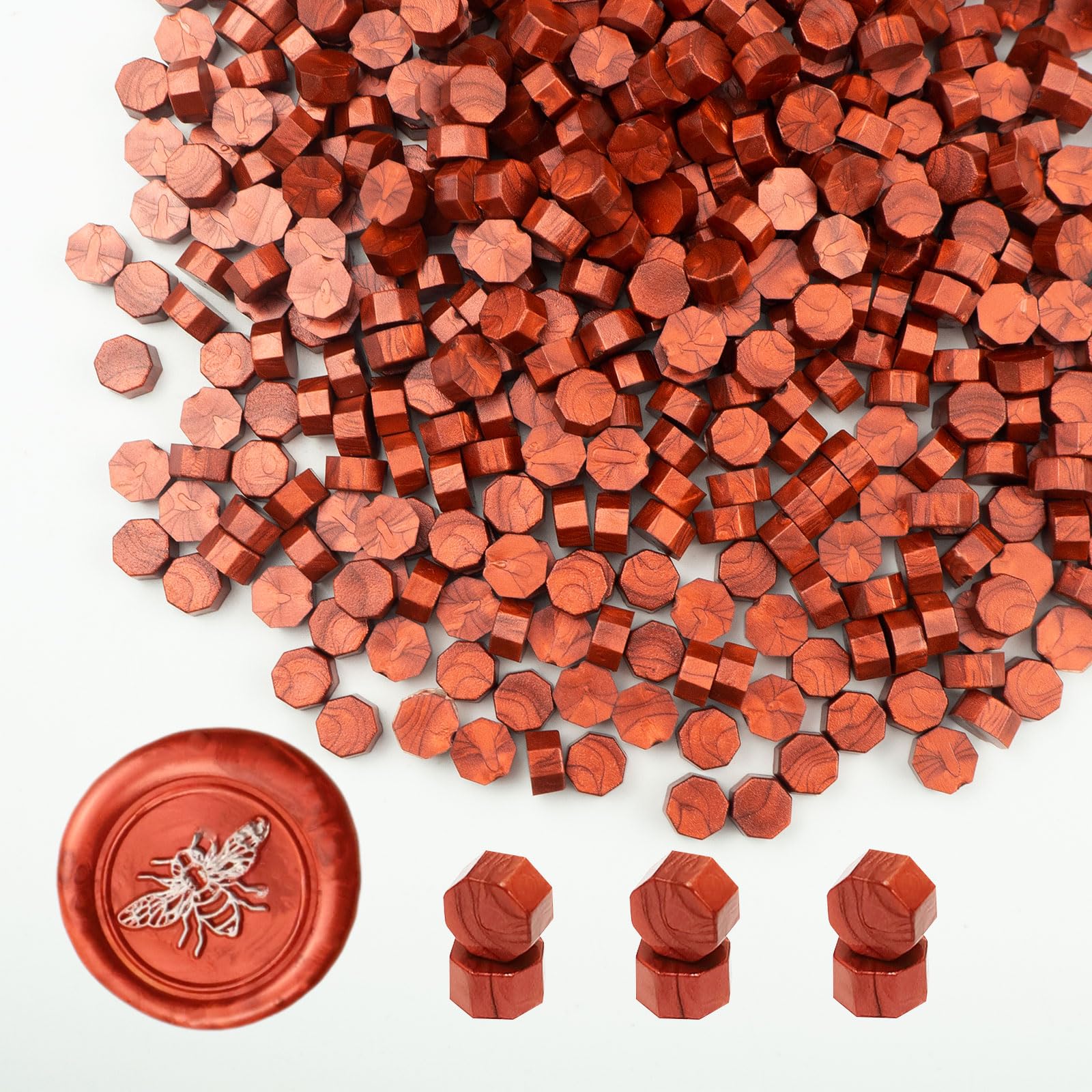 Ioggser 500-PCS Octagon Sealing Wax Beads for Wax Seals - Wedding & Party Invitations (New Wine Red)