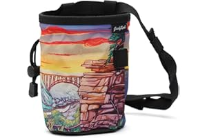 GNARLY DOOD Rock Climbing Chalk Bag | for Outdoor, Gym, & Bouldering | Adjustable Waist Belt, Durable Drawstring Closure, & Zippered Pocket