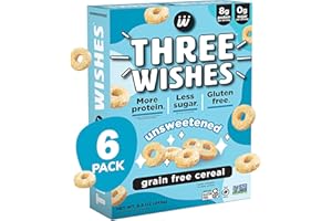 Plant-Based and Vegan Breakfast Cereal by Three Wishes - Unsweetened, 6 Pack - More Protein and Less Sugar Snack - Gluten-Free, Grain-Free - Non-GMO