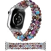 Moolia Stretch Natural Stone Strap Compatible with Apple Watch Bands 40/42/41/38mm Women, Jasper Handmade Bracelet Boho Beaded Band for iWatch Series 11 10 9 8 7 6 5 4 3 SE/Ultra 3 2 1