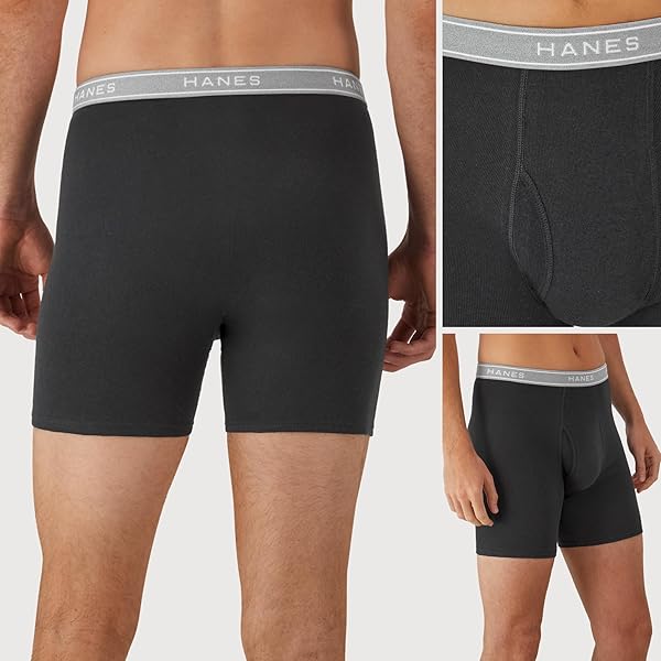 HANES MEN HANES BOXER BRIEFS, COOL DRI MOISTURE-WICKING UNDERWEAR, COTTON NO-RIDE-UP FOR MEN, MULTI-PACKS AVAILABLE
