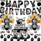 LHDUOFA Drum Party Supplies Music Drum Birthday Party Decorations Includes Drums Happy Birthday Banner Cake Topper Cupcake Toppers Balloons for Drummers Birthday Party Baby Shower Decorations