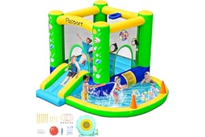FBSPORT Inflatable Bounce House, Kids Bounce Castle Slide for Indoor Outdoor, Toddler Baby Water Jumper Bouncer, Kids Jumping