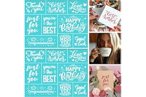 BEUNITONE 2 PCS Blessing Word Self-Adhesive Silk Screen Printing Stencil 11x8.5 Inch Reusable Mesh Transfer Stencils Happy Birthday Thank You Inspirational Chalk Paste Paint Stencil for Painting Decor