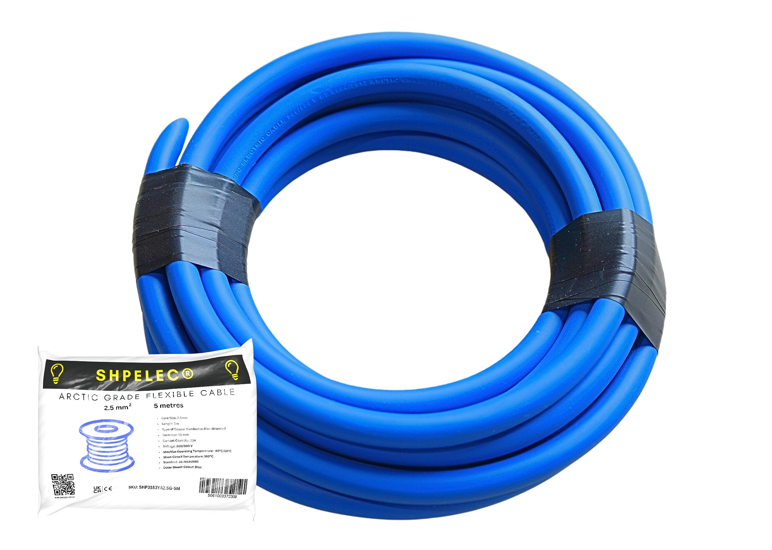 SHPELEC® Arctic Grade Blue Flex Cable - 3183A 1.5mm² and 2.5mm² - Heavy-Duty Electrical Wire for Harsh Environments (2.5mm, 5m)