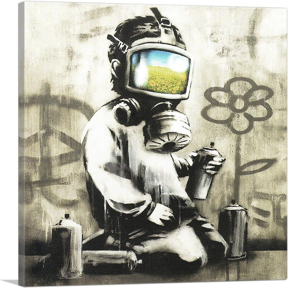 Amazon Com Artcanvas Sunflower Field Gas Mask Girl Canvas Art