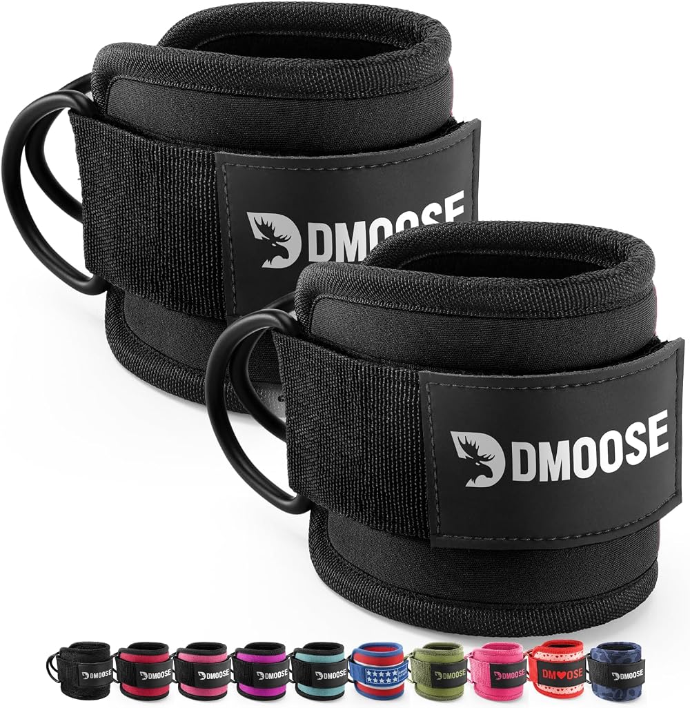 DMoose Fitness Ankle Straps for Cable Machines Pair with 8mm Padding