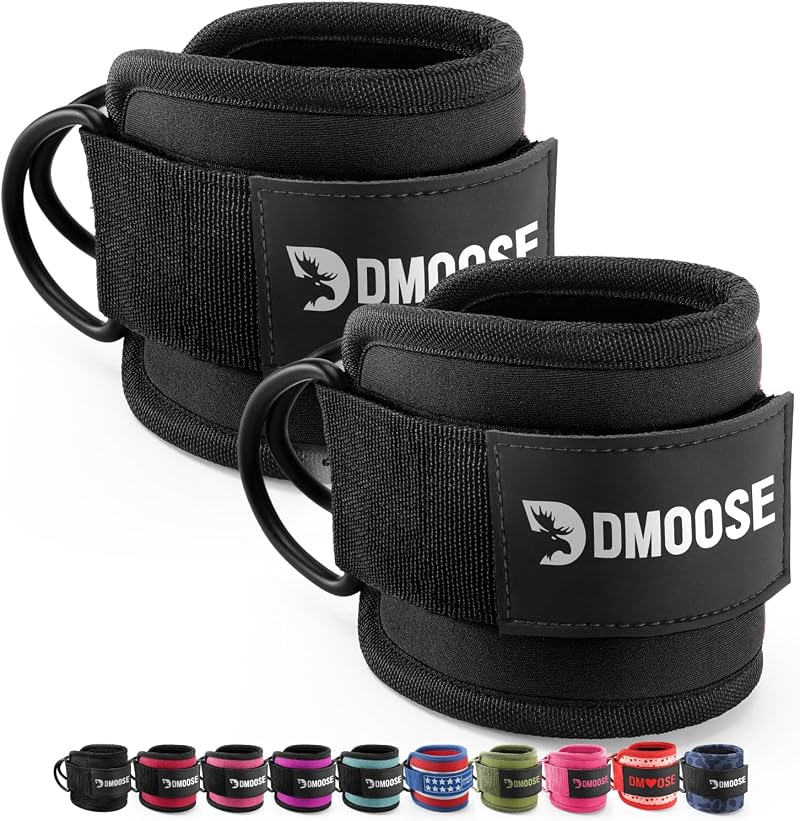 DMoose Fitness Ankle Straps for Cable Machines Pair with 8mm Padding