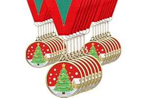 Cholemy 20 Pcs Christmas Trophies 2" Contest Award Christmas Medals Winter Holiday Contest Trophy for Winner First Place Participation Prizes Xmas Party Gift