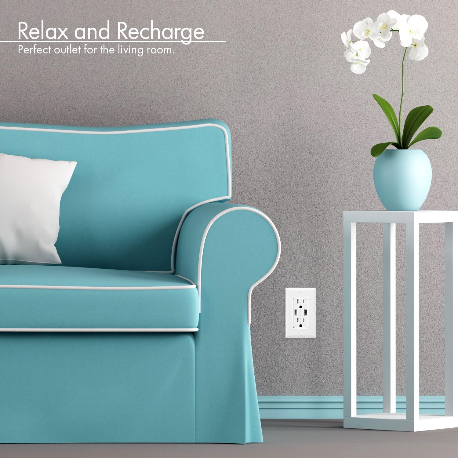 TOPGREENER 3.1A USB Outlet, USB Wall Outlet, 15A TR Receptacle, for iPhone XS/MAX/XR/X/8/7/6s/Plus, iPad, LG, HTC and more, Compatible Samsung Galaxy S9/S8/S7/S6, Note9/8/7 and more, 2-Pack, White - - 