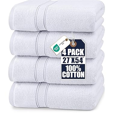Juego De 8 Toallas De Baño 100% Algodón – Rayadas, Súper Suaves, Perfectas Para Spa O Hogar