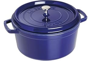 Staub Cast Iron 7-qt Round Cocotte - Dark Blue, Made in France
