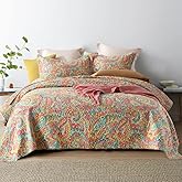 ENASAL Cotton Bedspread Quilt Sets, Reversible Bedding Coverlet Sets Comforter, Floral Paisley Bedspread (Gorgeous, Queen Size)