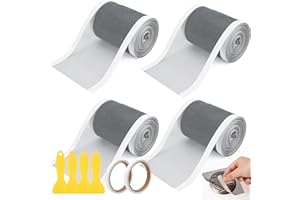 Worldity 4 Rolls 3.82 in x 33 Ft Disposable Shower Drain Hair Catcher, Cuttable Mesh Drain Cover with 2 Scrapers & 2 Adhesive