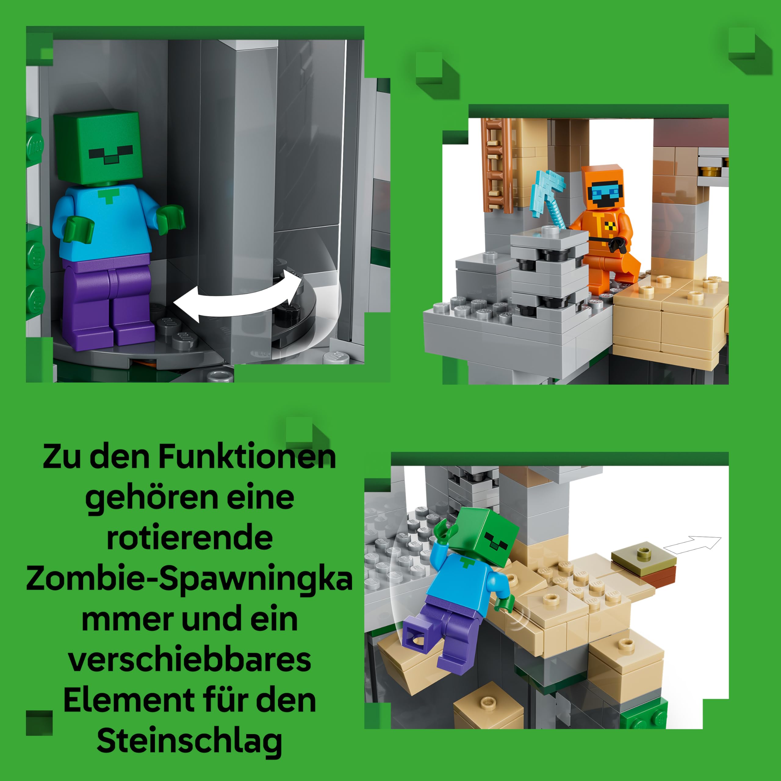 LEGO Minecraft Zombieverlies - Bauspielzeug für Rollenspiele - Minecraft-Spielset für Jungen und Mädchen ab 8 Jahren mit 3 Zombies, einem Krieger und Videospielzubehör - 21587 4