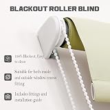 Funky Gadgets Cream Roller Blinds 60x210cm Thermal Blackout Easy Fit view 7