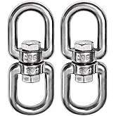 Heavy Duty 304-Stainless Steel Double Eye Swivel, Swivel Ring Double Ended for Web Tree Swing, Rotating Hammock, Swing Spinner Hanger, Swivel Carabiner (M10, 2Packs)