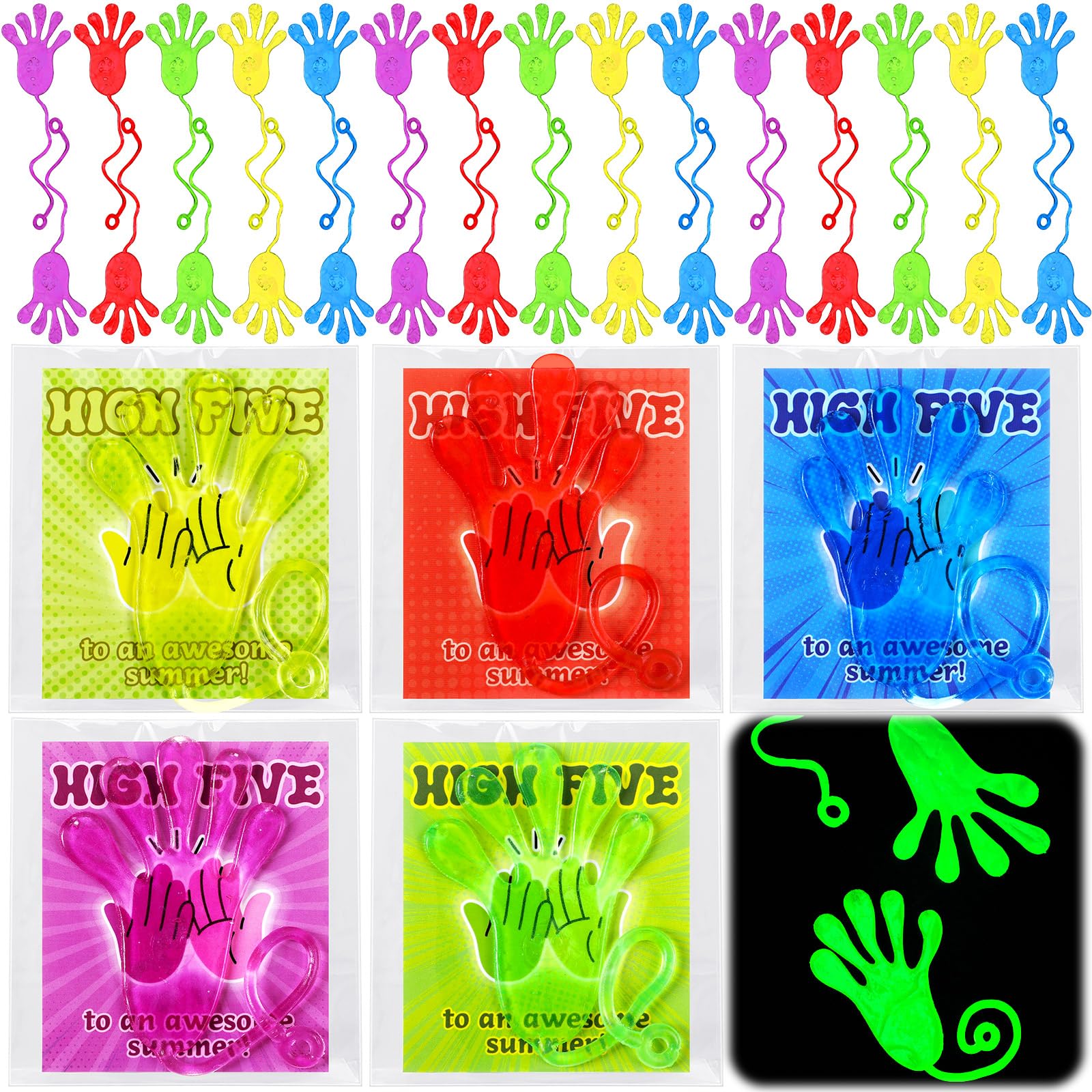 Photo 1 of Realspring 50 Pcs Back to School Gifts for Students Sticky Hands Stretchy Fingers Toys Summer First Day of School Student Gifts Bulk from Teacher Sticky Hands Party Favors Supplies(Glow)