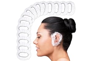 KETAR 200 Pcs Disposable Ear Covers for Shower Waterproof - Ear Shower Caps for Adults Ear Caps for Shower Ear Covers for Hair Dye Plastic Ear Covers for Showering - Disposable Ear Protectors for Water