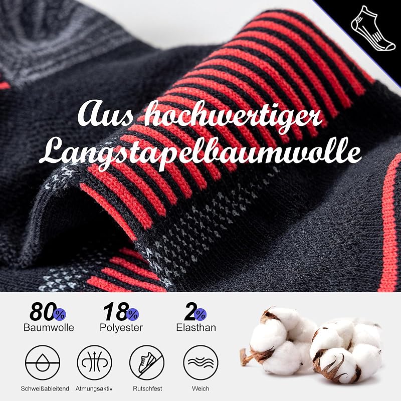 Sneaker Socken Herren, 6 Paar, gepolsterte Sportsocken — Foto 6 von 8