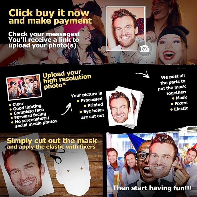 Download 12 Personalised Photo Face Masks Party Accessory Hen Parties Stag Birthdays Amazon Co Uk Clothing PSD Mockup Templates