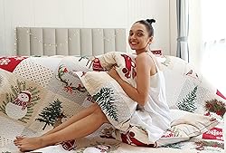 Christmas Quilt Set Twin Size Xmas Red Beige Plaid