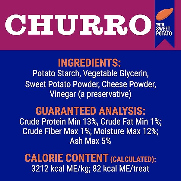 CHURRO HIMALAYAN CHEESE TREAT TUB | SWEET POTATO CHURRO | LACTOSE FREE – GLUTEN FREE – GRAIN FREE | USA MADE | FOR ALL BREEDS | 11-13 CHURROS | REAL SWEET POTATO AND HIMALAYAN CHEESE