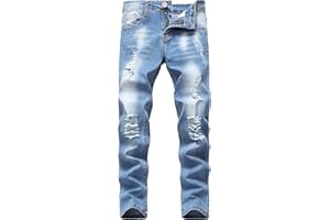 Lanscadran Boy's Skinny Fit Ripped Distressed Stretch Fashion Denim Jeans Pants