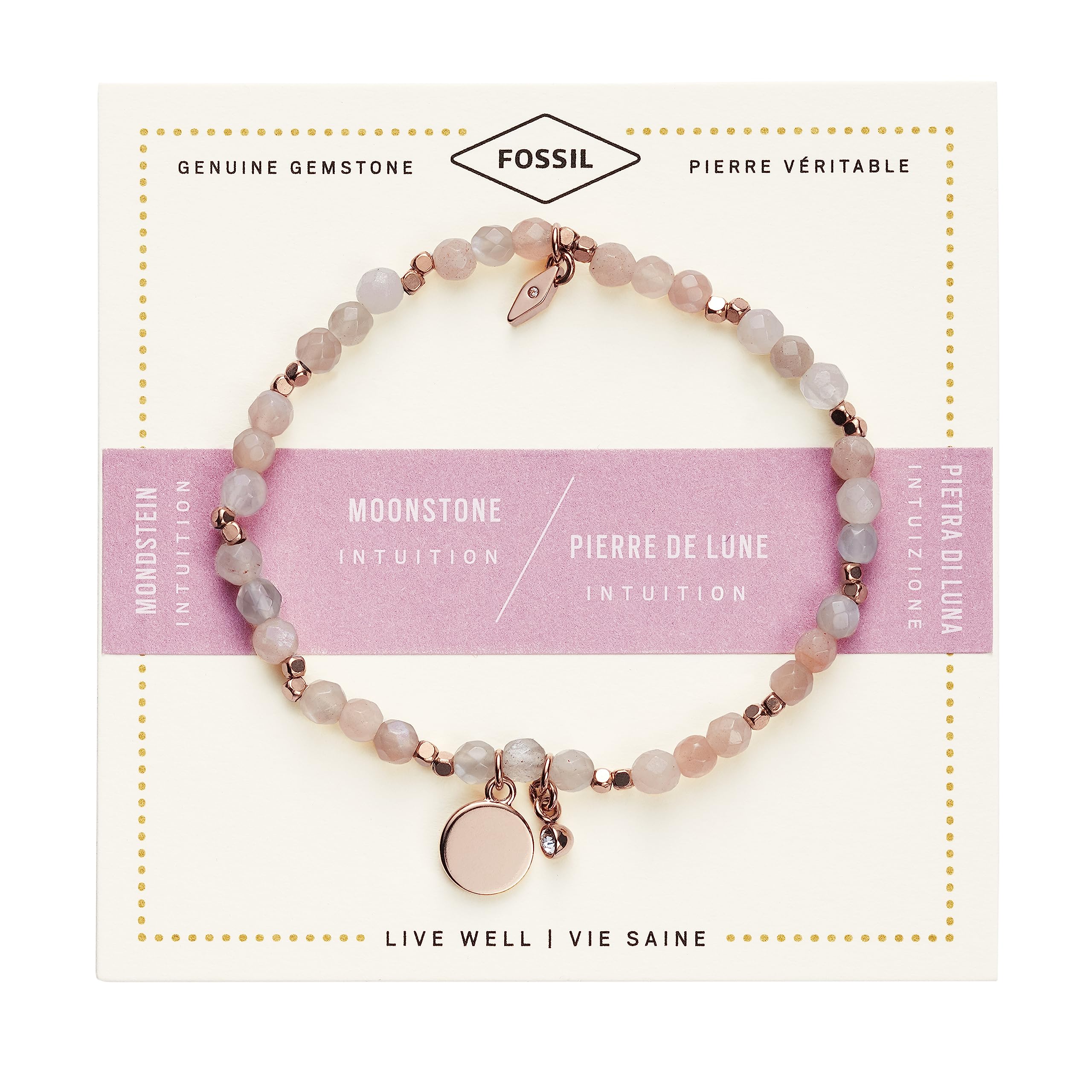 Fossil Women's Rose Gold-Tone Stainless Steel Chain or Beaded Bracelet for Women