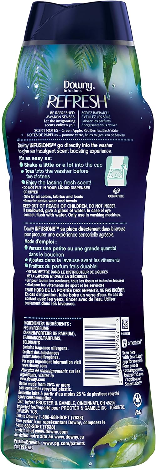 Downy Infusions in-Wash Scent Booster Beads, Refresh, Birch Water & Botanicals, 20.1 Oz, Pack of 1: Health & Personal Care