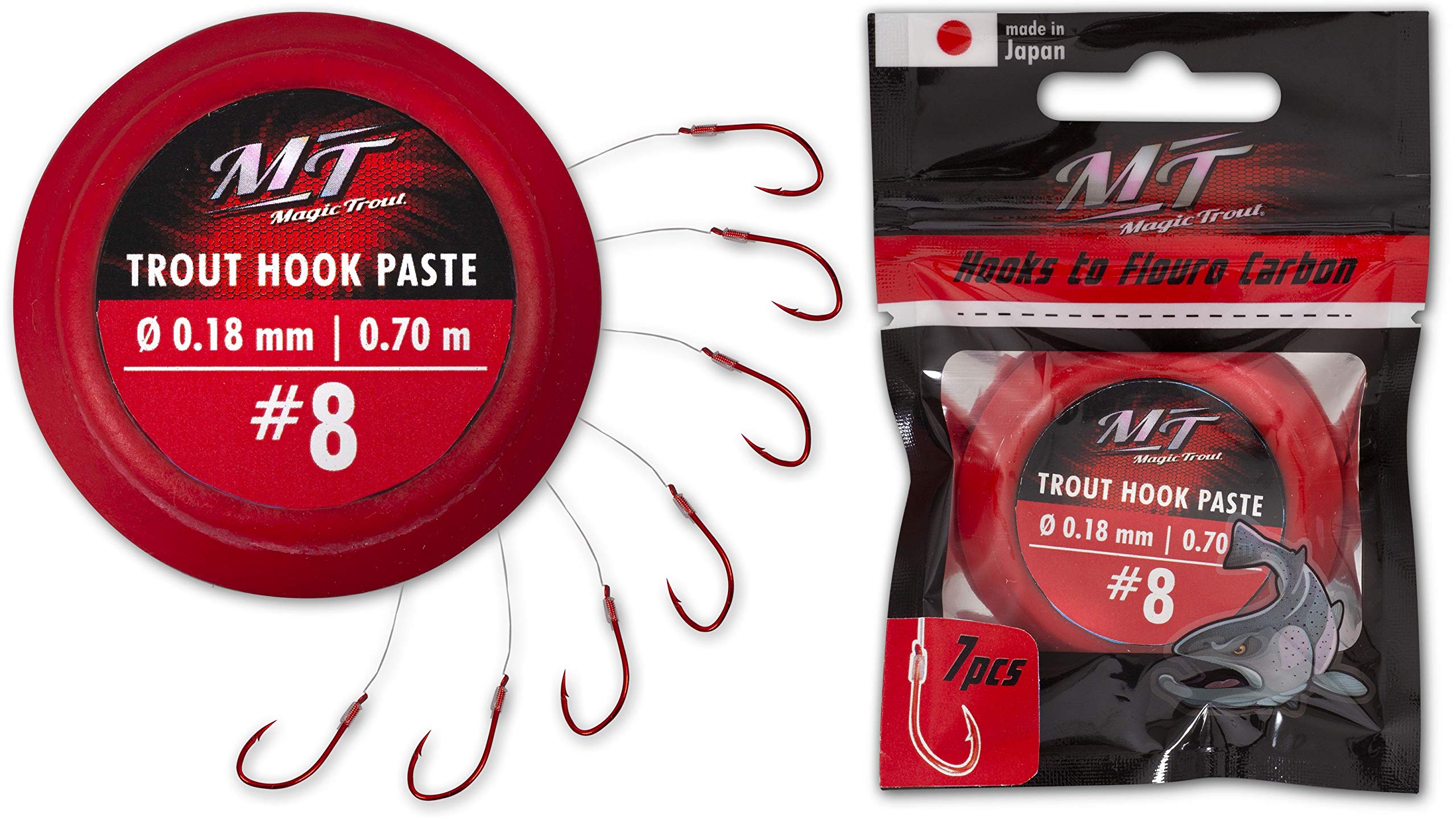 Magic Trout Red 8 Trout Hook Paste Diameter 0.18 mm 200 cm Pack of 7
