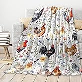 RUNNINGBLANKET Plush Chicken Wildflowers Blanket for Couch Bed Sofa | 40"x50" Farm Lover Decor for Girls Boys | Gift for Chicken Lovers All Seasons