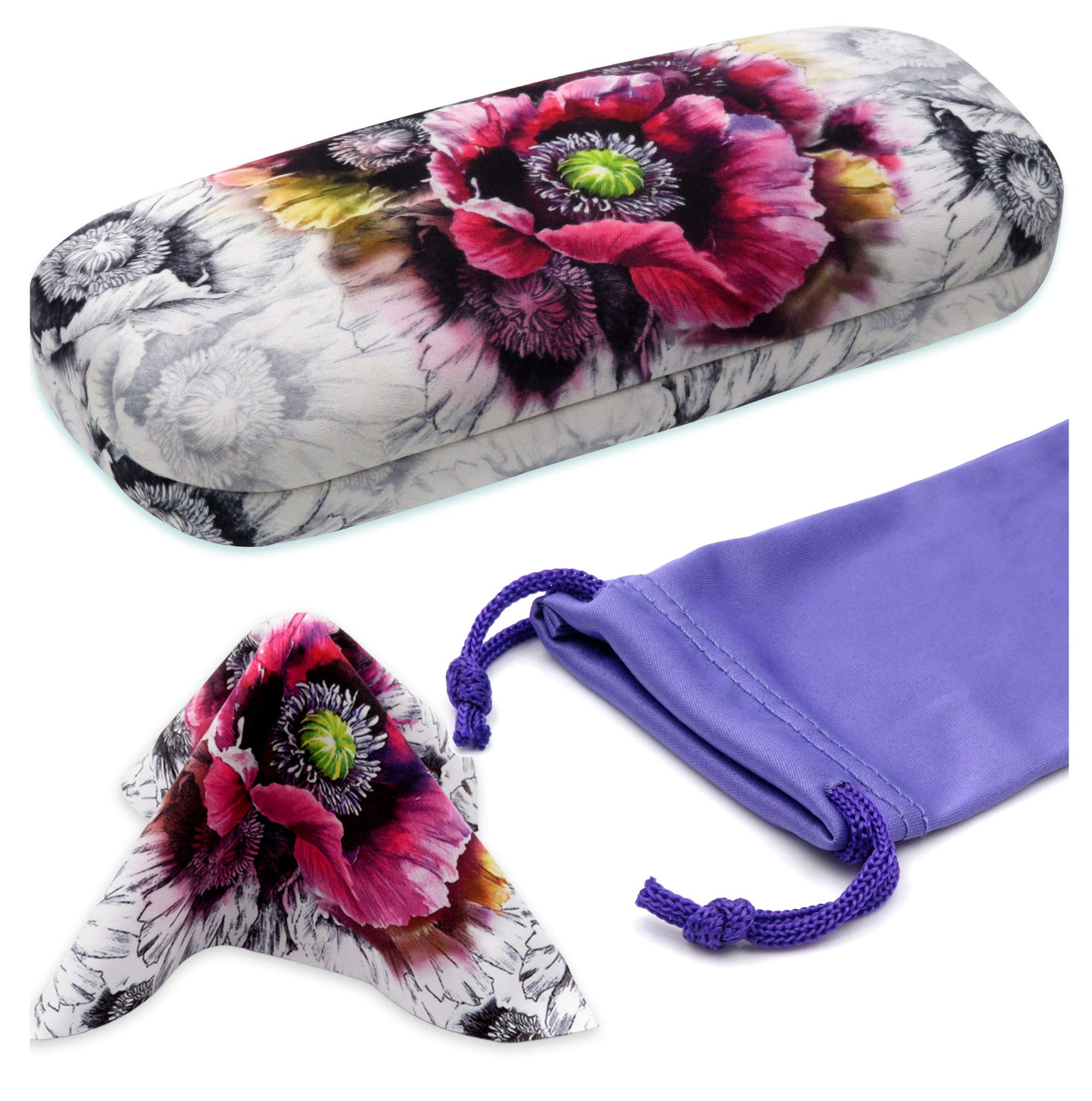 MyEyeglassCaseWomen's Hard Eyeglass Case | Protective Hard Shell Glasses Case with Pouch and Cloth