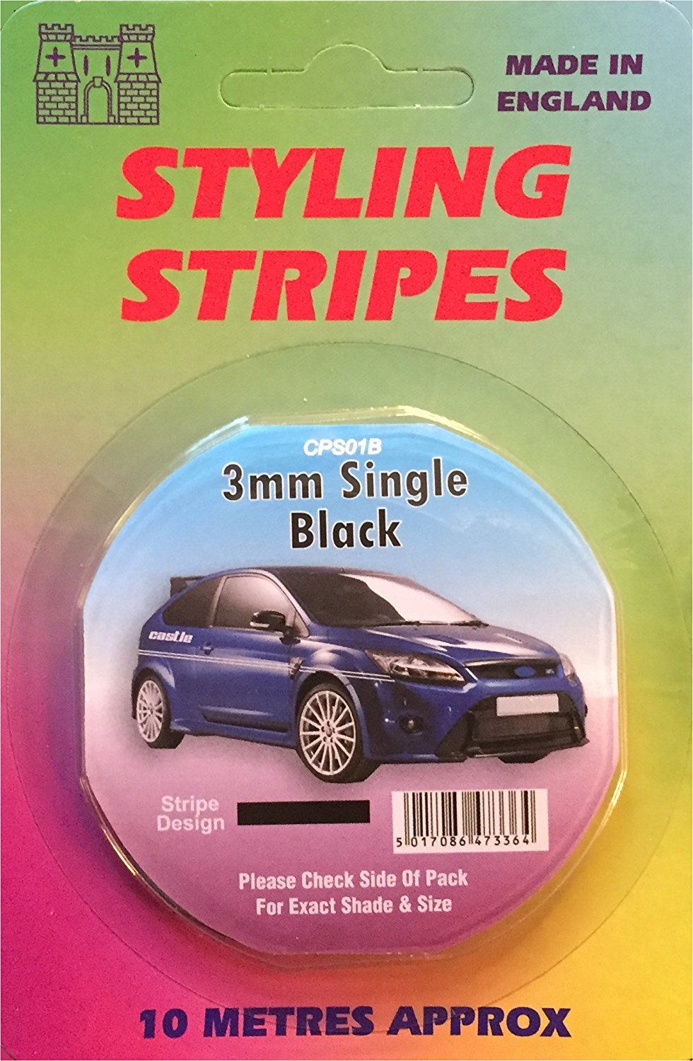 3mm Black Pin/Styling Stripe Self Adhesive for Cars, Home or Office approx 10 metre roll