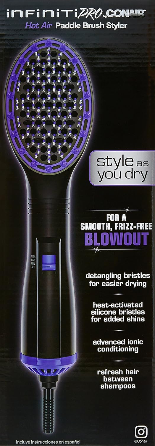 INFINITIPRO BY CONAIR Hot Air Paddle Brush Styler - for a smooth, frizz-free blowout : Beauty