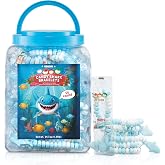 50 Shark Candy Bracelets Individually Wrapped, Under the Sea Party Favors | Individually wrapped blue candy bracelets for goody bags, birthdays, classroom treats and party favors by 4YoreElves