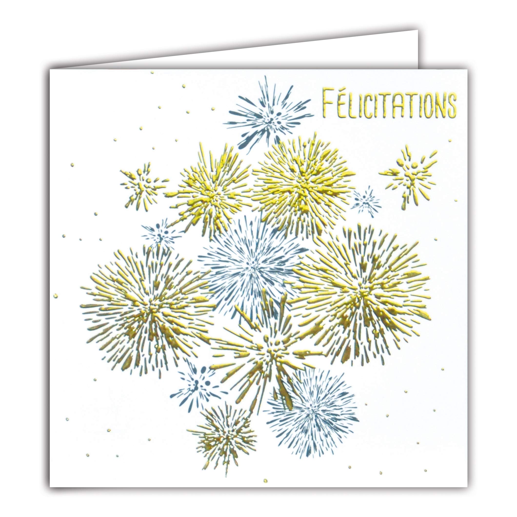 Gold Square Card Congratulations for Any Occasion – Wedding, Engagement, Moving 2 Births Baby Christening Success Examination Concours Diploma