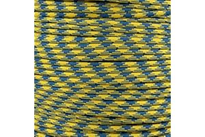 Paracord Planet 50 Foot Hanks of 550 Type III 7 Strand Paracord (Blue & Yellow 50 Feet)