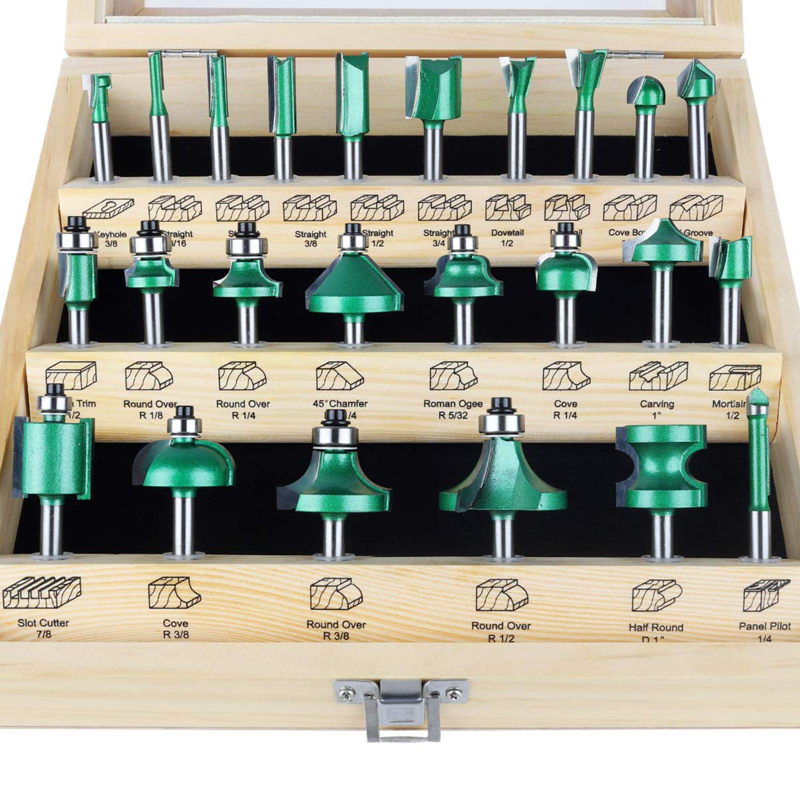 KOWOOD Pro Router Bits Sets of 24Z Pieces 1/4 Inch