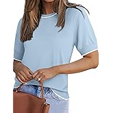 Zeagoo Women Short Sleeve Sweater Summer Crew Neck Dressy Casual Soft Knit Pullover Tops Trendy