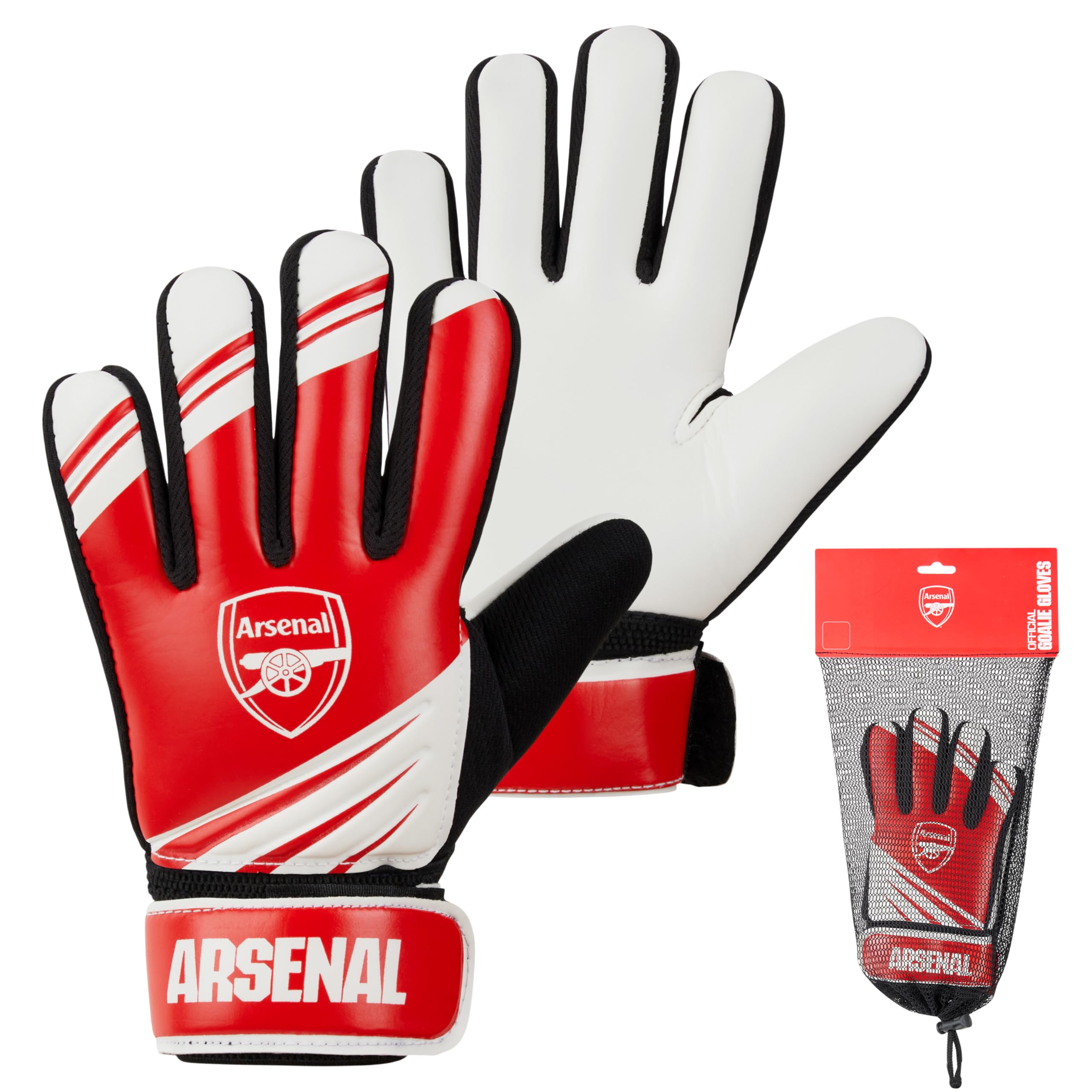 Hy-Pro Officially Licensed Arsenal F.C. Goalkeeper Gloves for Kids Teenagers - Non Slip Padded Palms Size 5 or 7 - Arsenal Gifts for Boys (Size 7)