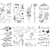 8 Sheets Realistic Temporary Tattoos for Adults, Minimalist Fresh Series Tattoo Stickers for Women, Waterproof White &amp; Black Mixed Styles Tatuajes Temporales Para Mujeres Plant Animal Sentence