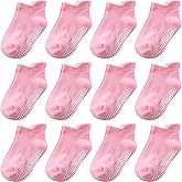 Aroveea Baby Toddle Socks Grip Non Slip Kids Boys Girls Cotton 12 Pack Ankle Cute Newborn Socks