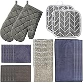 Yiyiring 27 Pcs Kitchen Towels and Dish Cloths Set, Heat Resistant Oven Mitts Pot Holders Kitchen Absorbent Towels Dish Rags Dishcloths Reusable for Cooking, Grilling, Baking