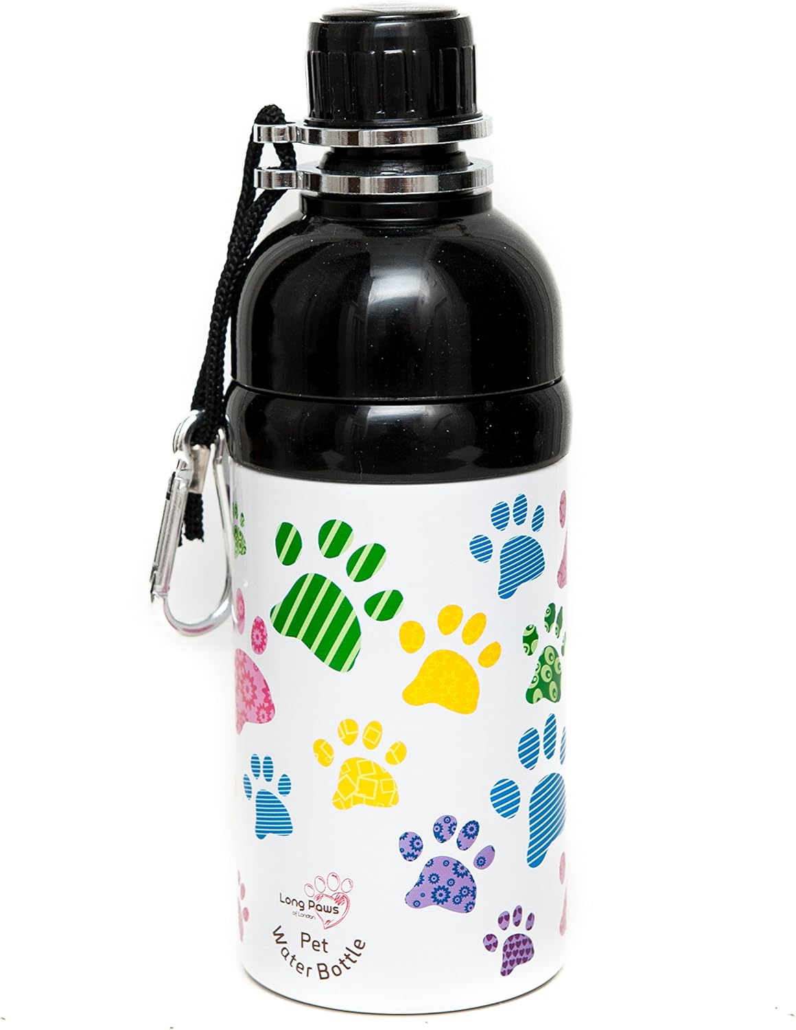 Long Paws Pet Water Bottle, 500 ml, Colourful Paws, Medium, Lick 'n
