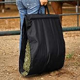 Locmeo Hay Handler Bags Black Large Hay Feeder Flake Carrier for Horses Heavy Duty Nylon Holds 2 to 3 Flake Reinforced Handles Barn Stable Pasture Feeding Goats Livestock for Stable Feeding Farm