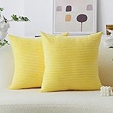 Home Brilliant Yellow Pillow Covers Striped Velvet Corduroy 2 Pack Decorative Throw Pillow Covers for Couch Sofa Bed Winter Decor, 18x18 inch, Sundress