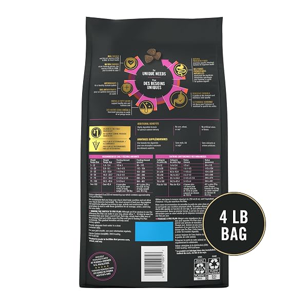 PURINA PRO PLAN SENSITIVE SKIN AND STOMACH DOG FOOD DRY, ADULT SALMON & RICE FORMULA, DIGESTIVE HEALTH – 4 LB. BAG
